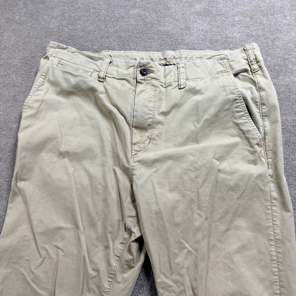 American Eagle Slim Fit Chino Pants Mens 38x36 (measures 38x33) Khaki Stretch - Picture 10 of 14